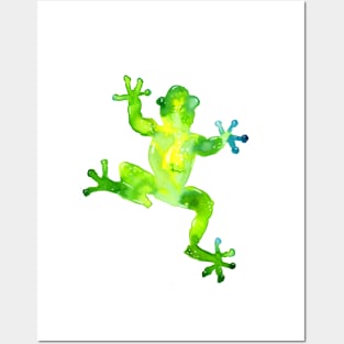 Green Watercolor Frog Posters and Art